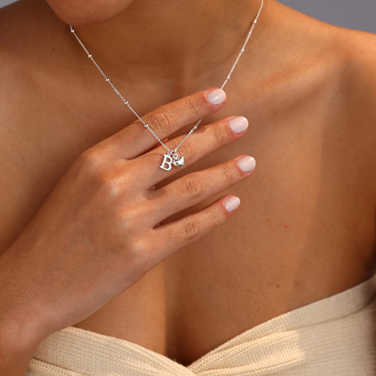 Dainty Initial Heart Pendant Necklace