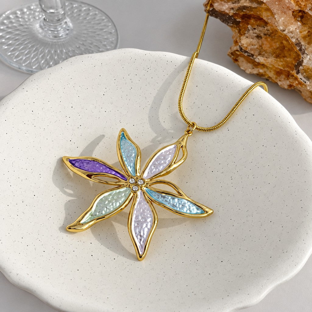 Elegant Iridescent Floral Necklace