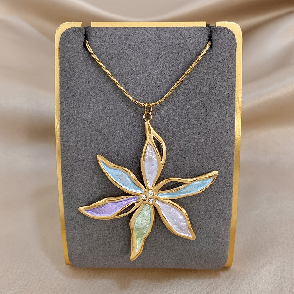 Elegant Iridescent Floral Necklace