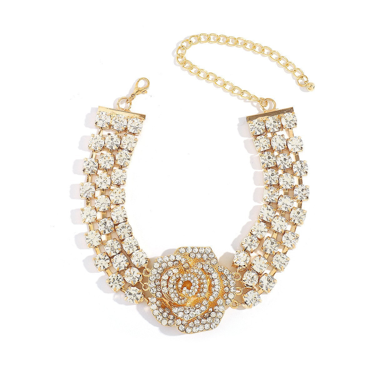 Elegant Multi-Row Rose Choker Necklace