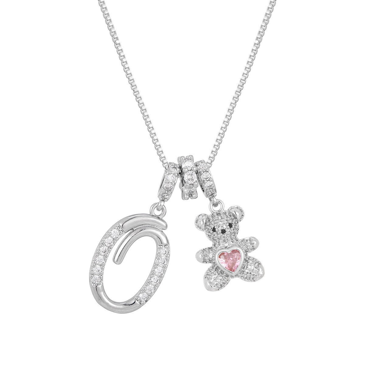 18k Elegant Bear Initial Necklace