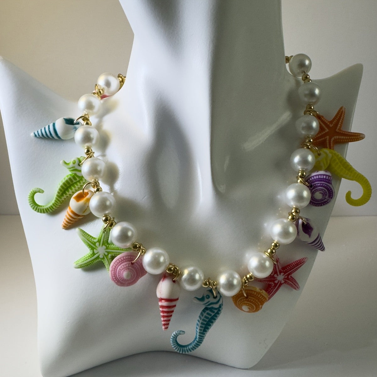 Boho Colorful Sea Life Pearl Necklace