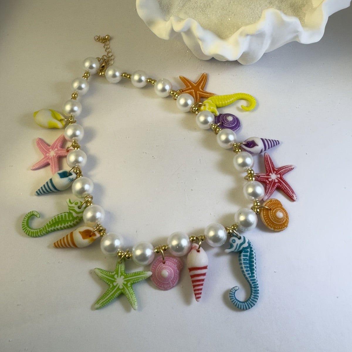 Boho Colorful Sea Life Pearl Necklace