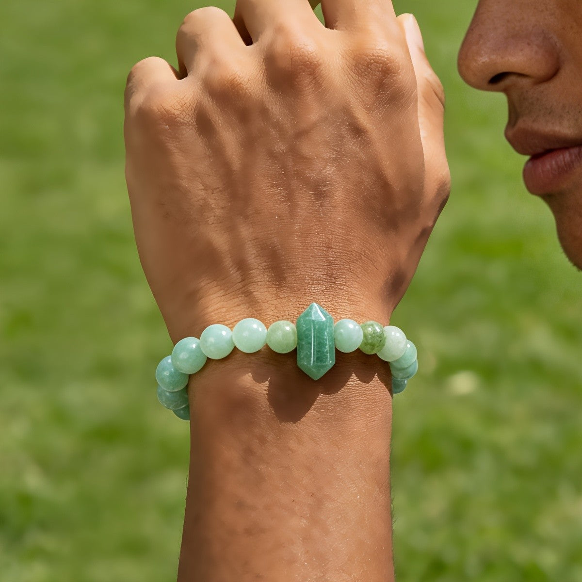 Boho Natural Amazonite Hexagonal Bead Bracelet