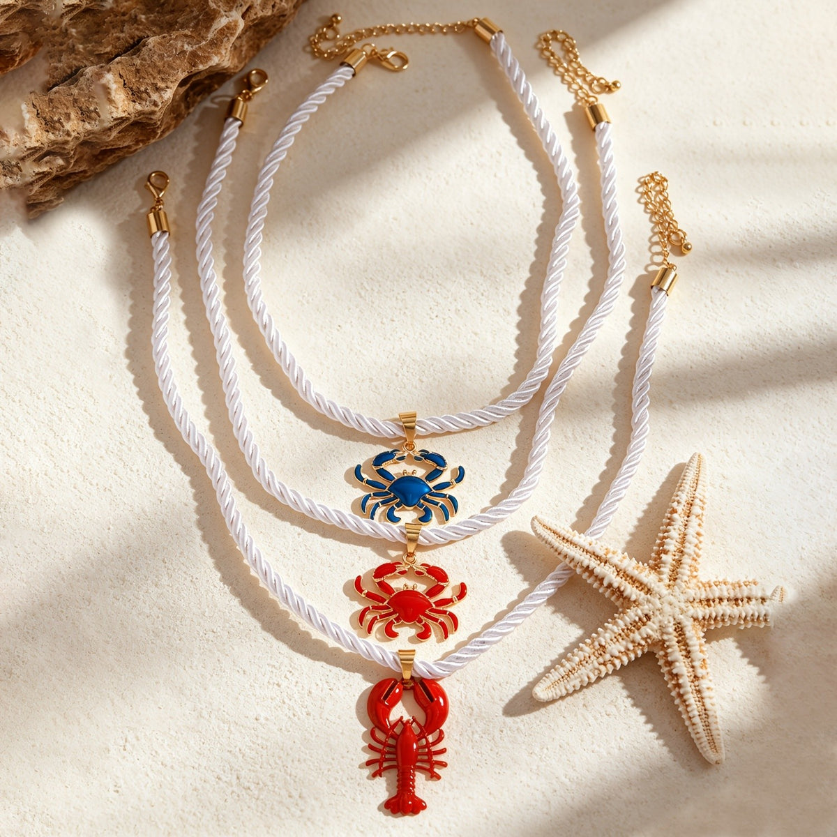 Dainty Lobster And Crab Pendant Necklace