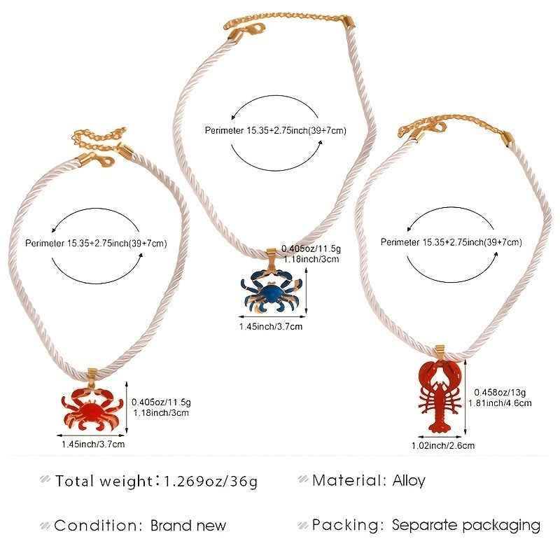 Dainty Lobster And Crab Pendant Necklace