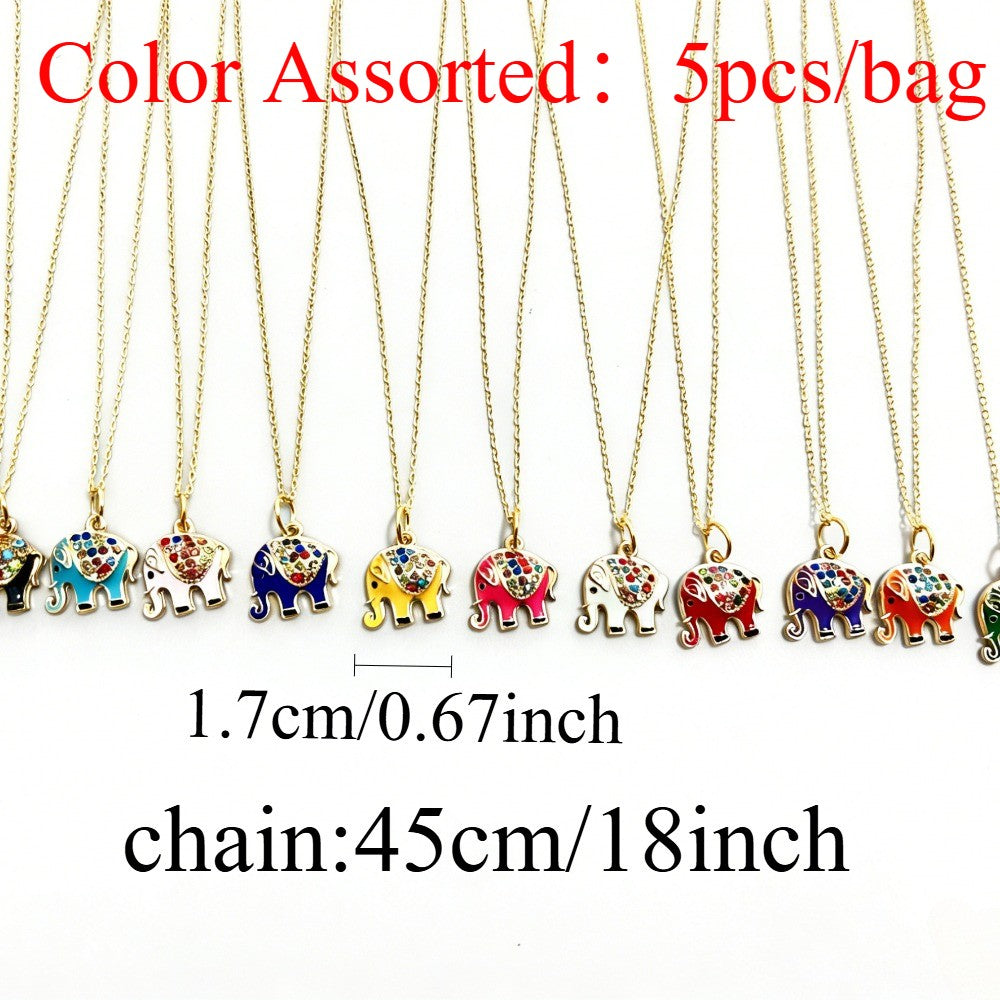Dainty Enamel Elephant Necklace