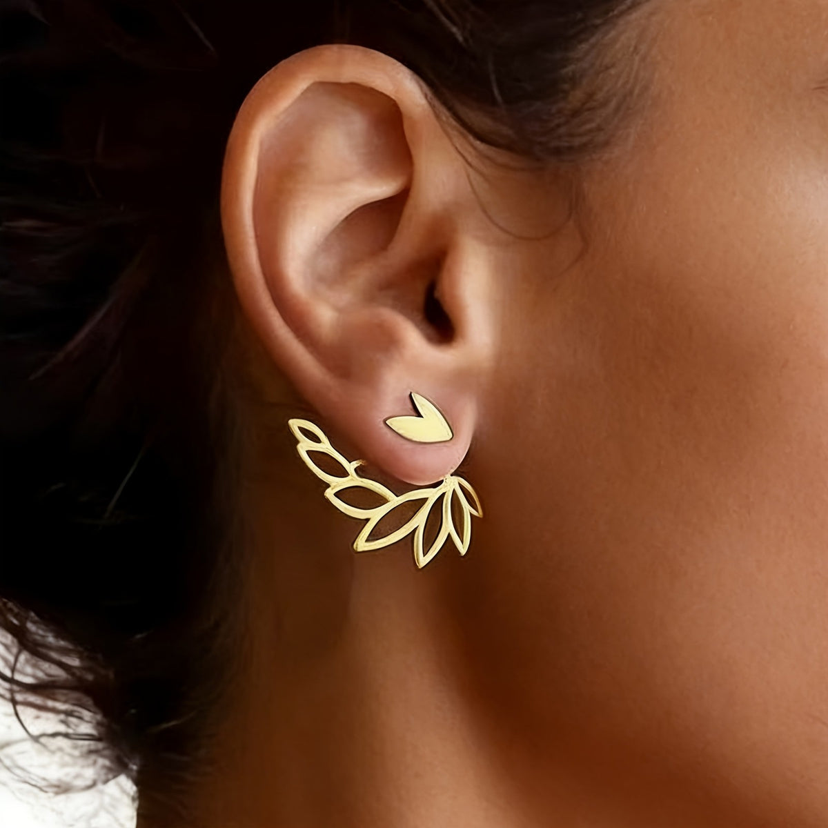Elegant Hollow Leaf Stud Earrings