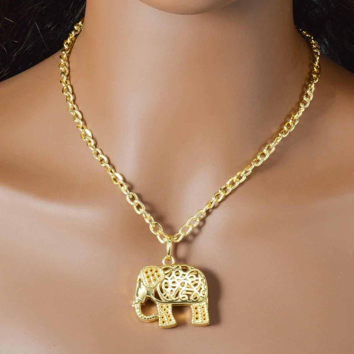 Classy Filigree Elephant Pendant Necklace