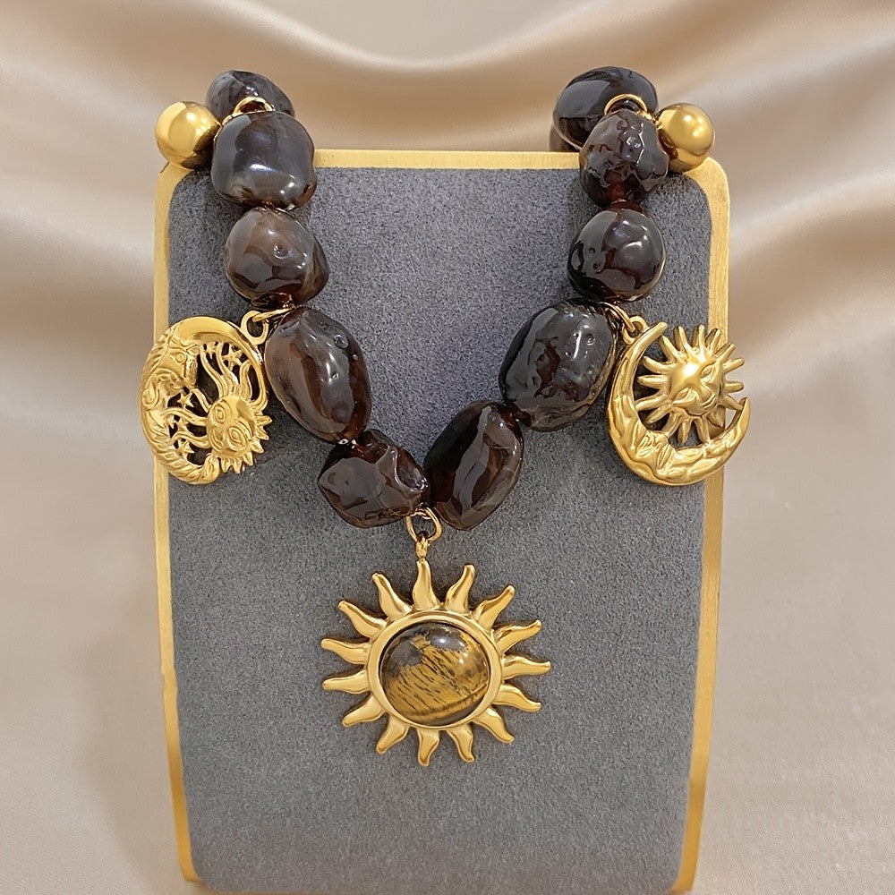 18k Boho Tiger Eye Sun Bracelet