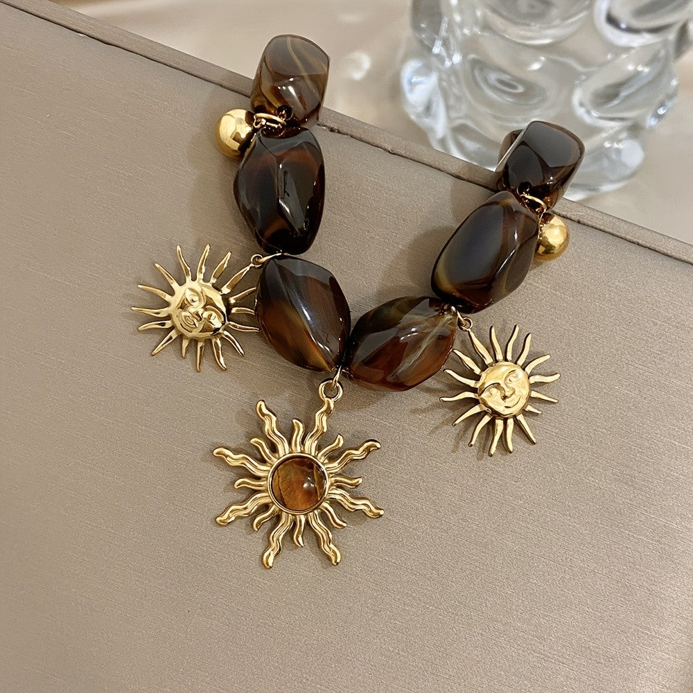 18k Boho Tiger Eye Sun Bracelet
