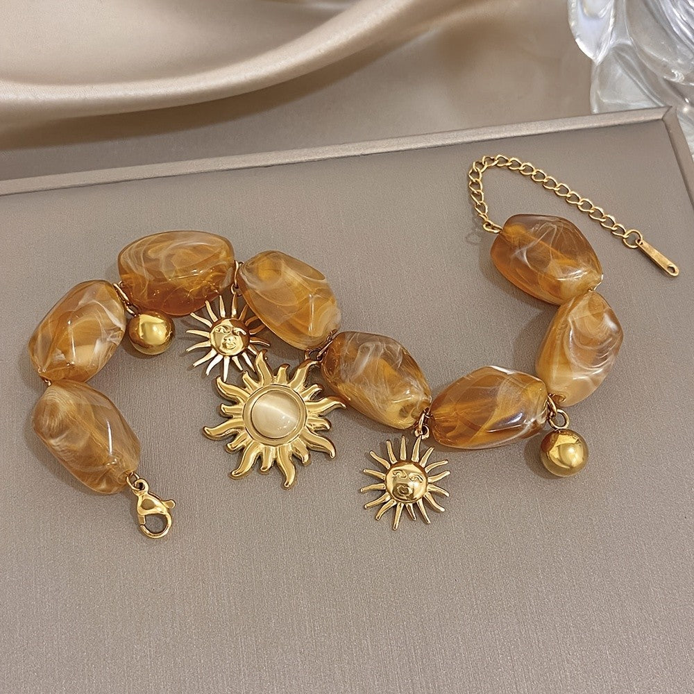18k Boho Tiger Eye Sun Bracelet