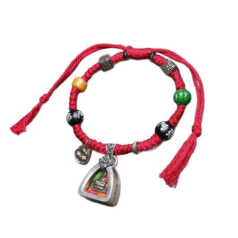Boho Woven Medicine Buddha Charm Bracelet