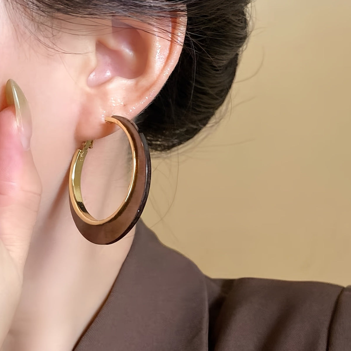 3pc Boho Marbled Resin Hoop Earring Set