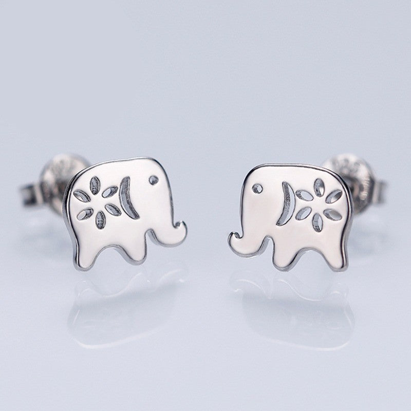 Dainty Floral Elephant Stud Earrings