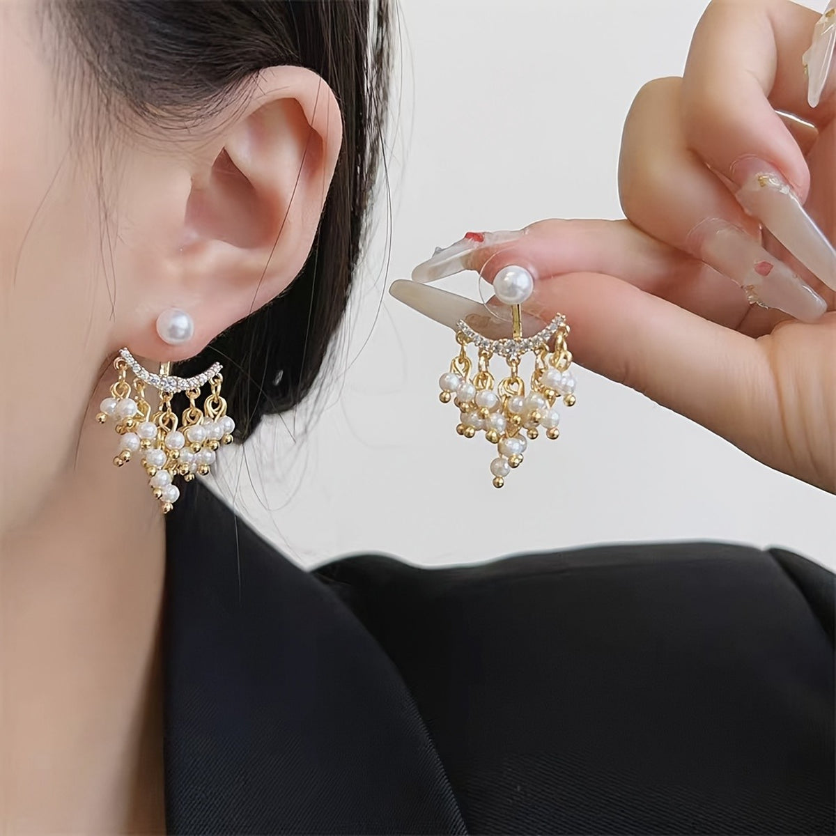 Elegant Vintage Pearl Chandelier Earrings