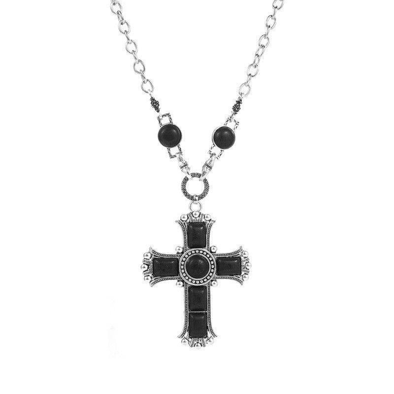 14k Vintage Turquoise Cross Necklace