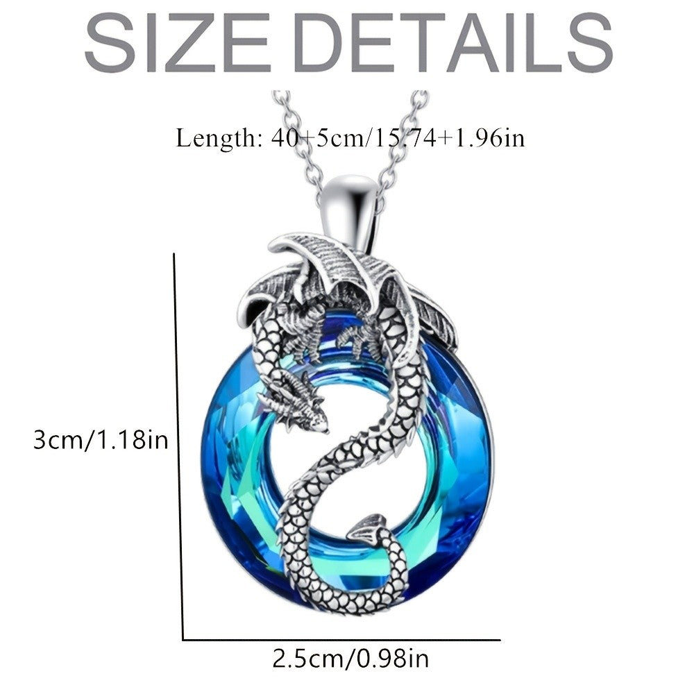 Classy Blue Dragon Pendant Necklace