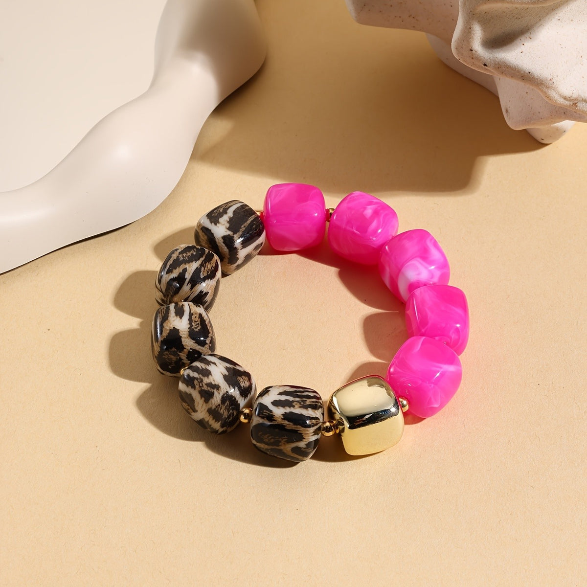 Boho Leopard Print Resin Bracelet