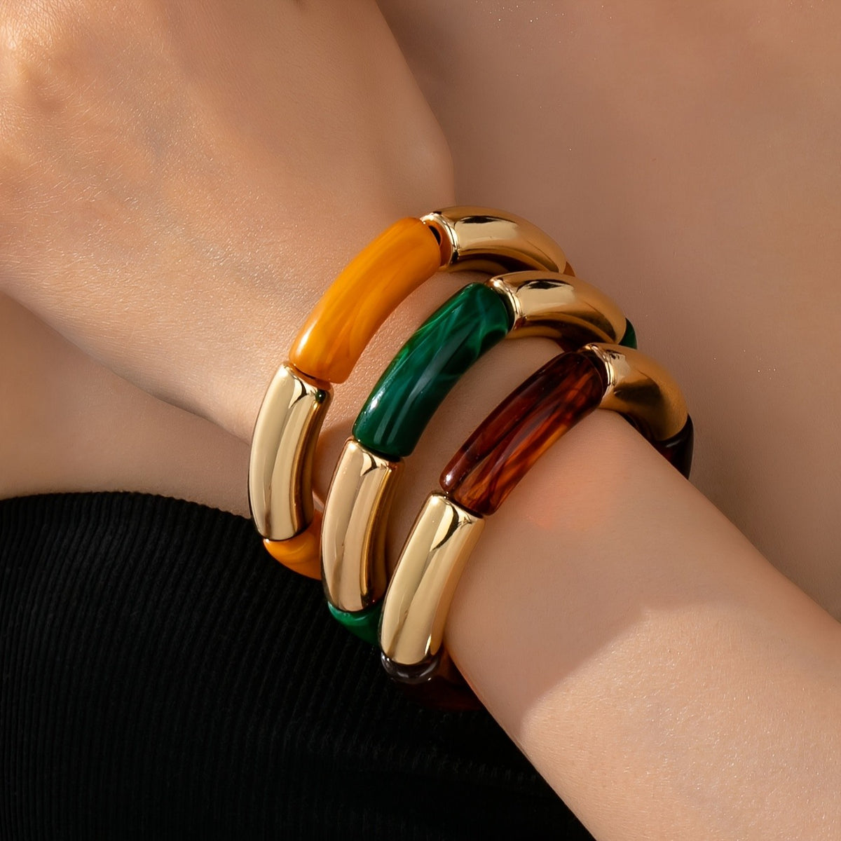 3pc Vintage Bamboo Joint Bangle Set