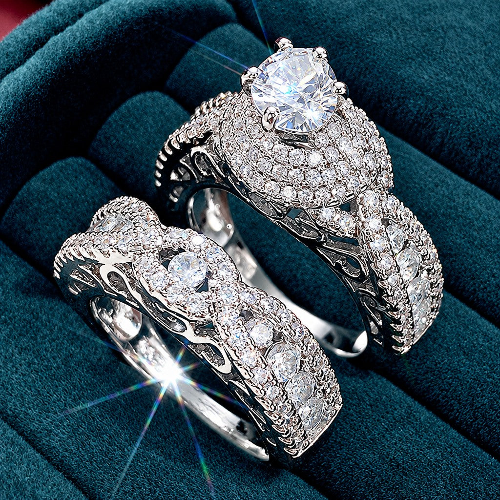 Elegant Pave Zirconia Ring Set