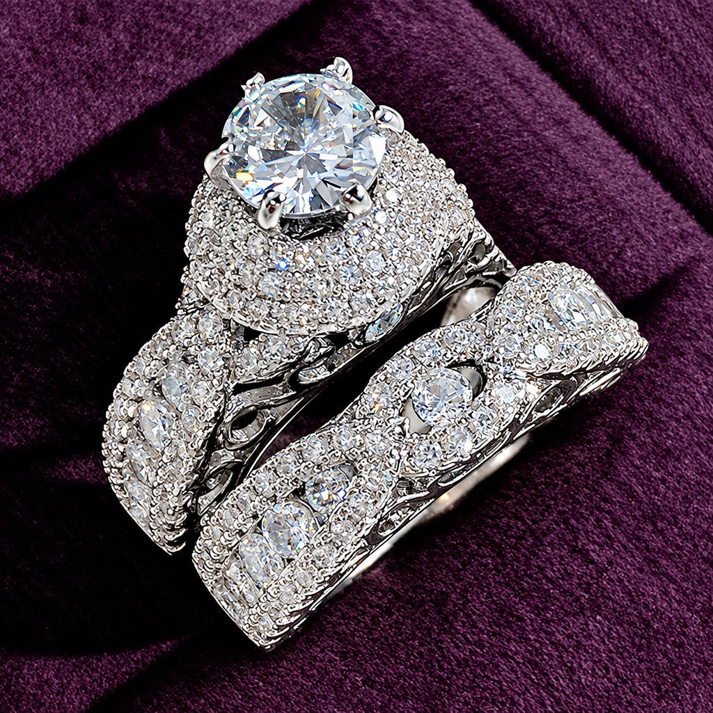 Elegant Pave Zirconia Ring Set