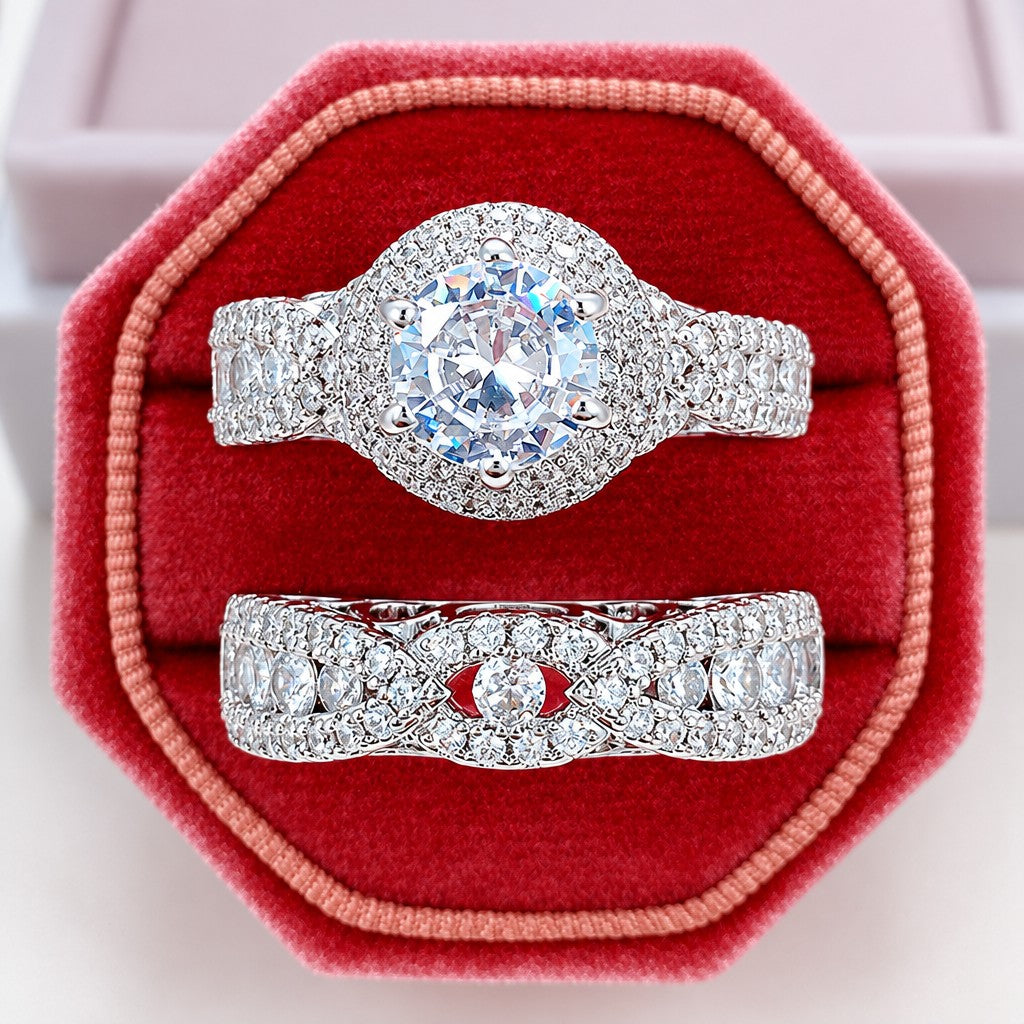 Elegant Pave Zirconia Ring Set