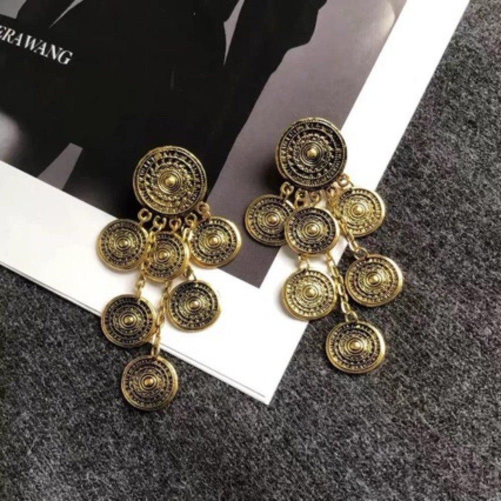Boho Vintage Coin Drop Earrings