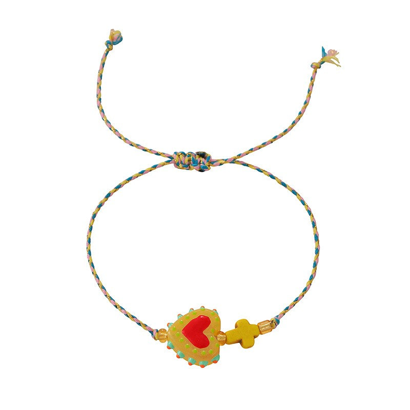 Boho Multicolor Resin Heart Bracelet