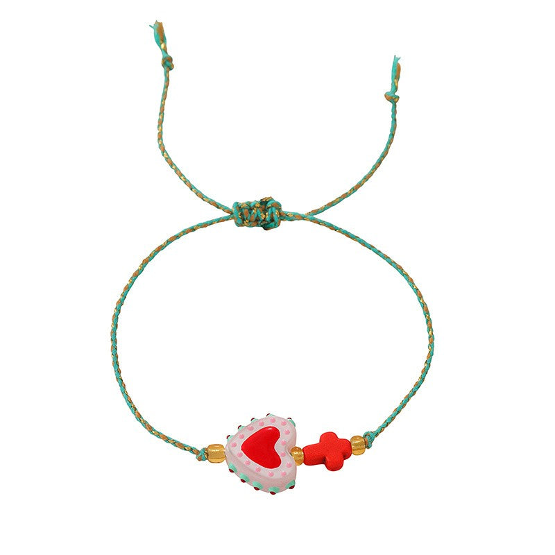 Boho Multicolor Resin Heart Bracelet