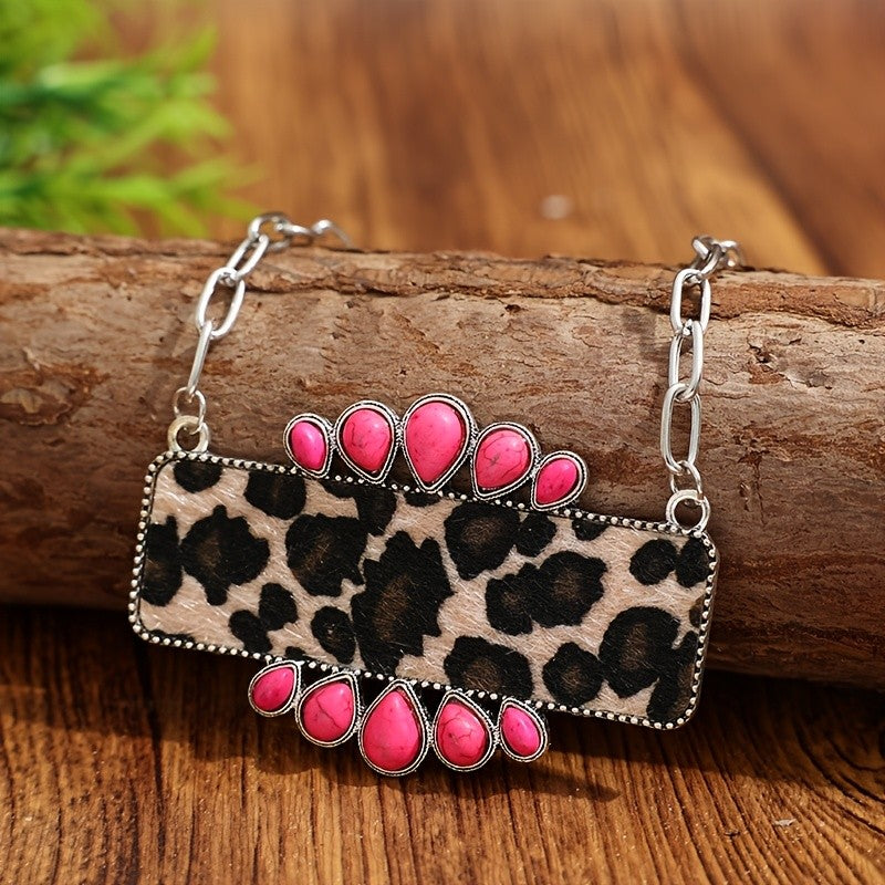 Boho Leopard Print Synthetic Turquoise Bracelet