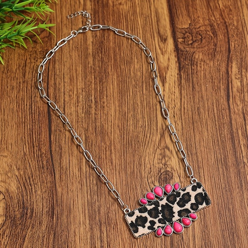 Boho Leopard Print Synthetic Turquoise Bracelet