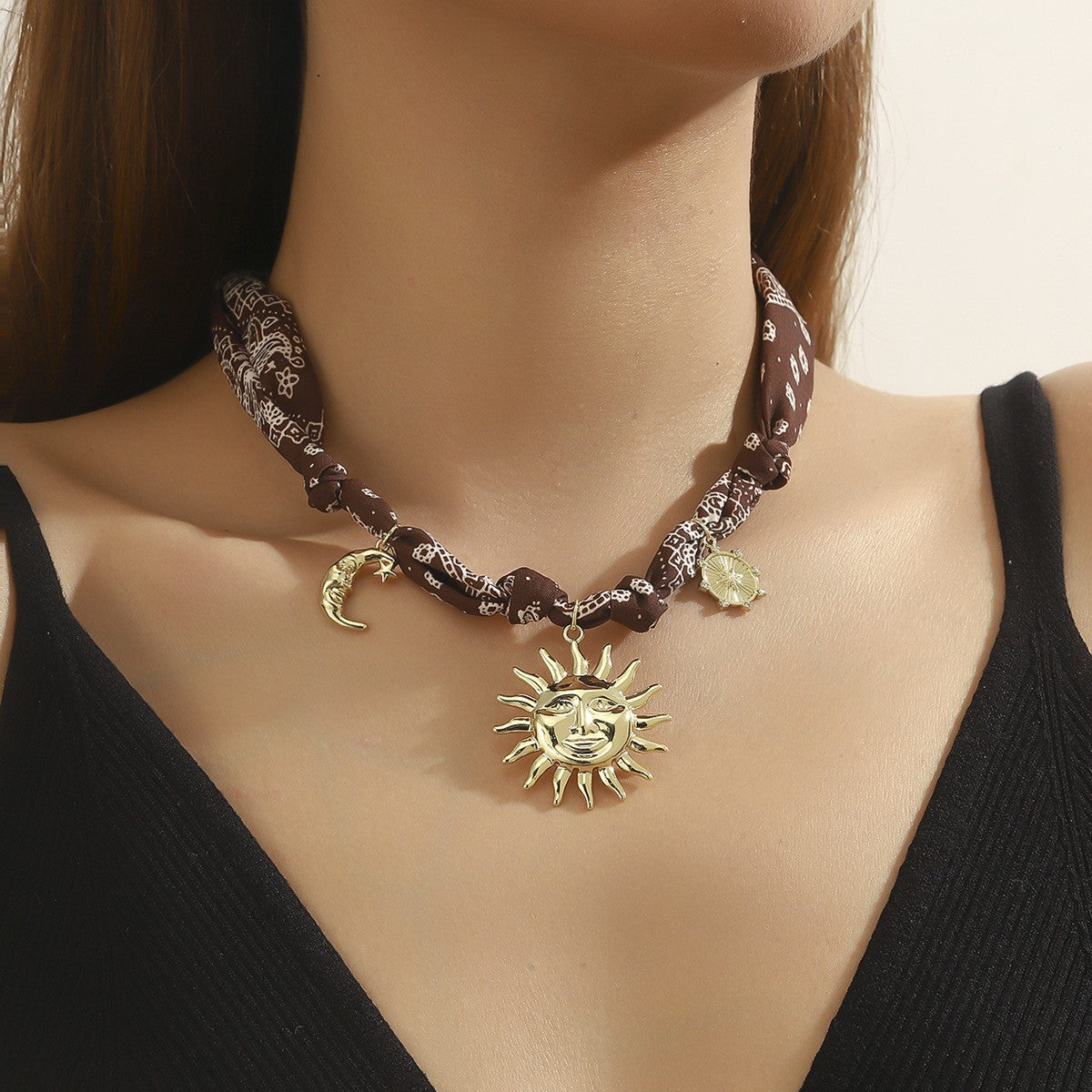 Boho Paisley Scarf Heart Necklace