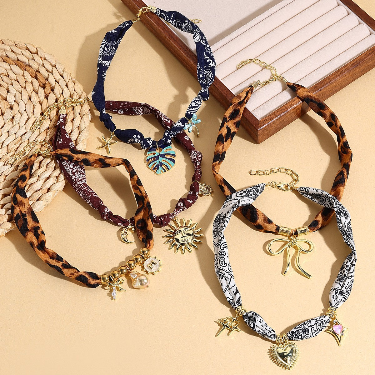 Boho Paisley Scarf Heart Necklace