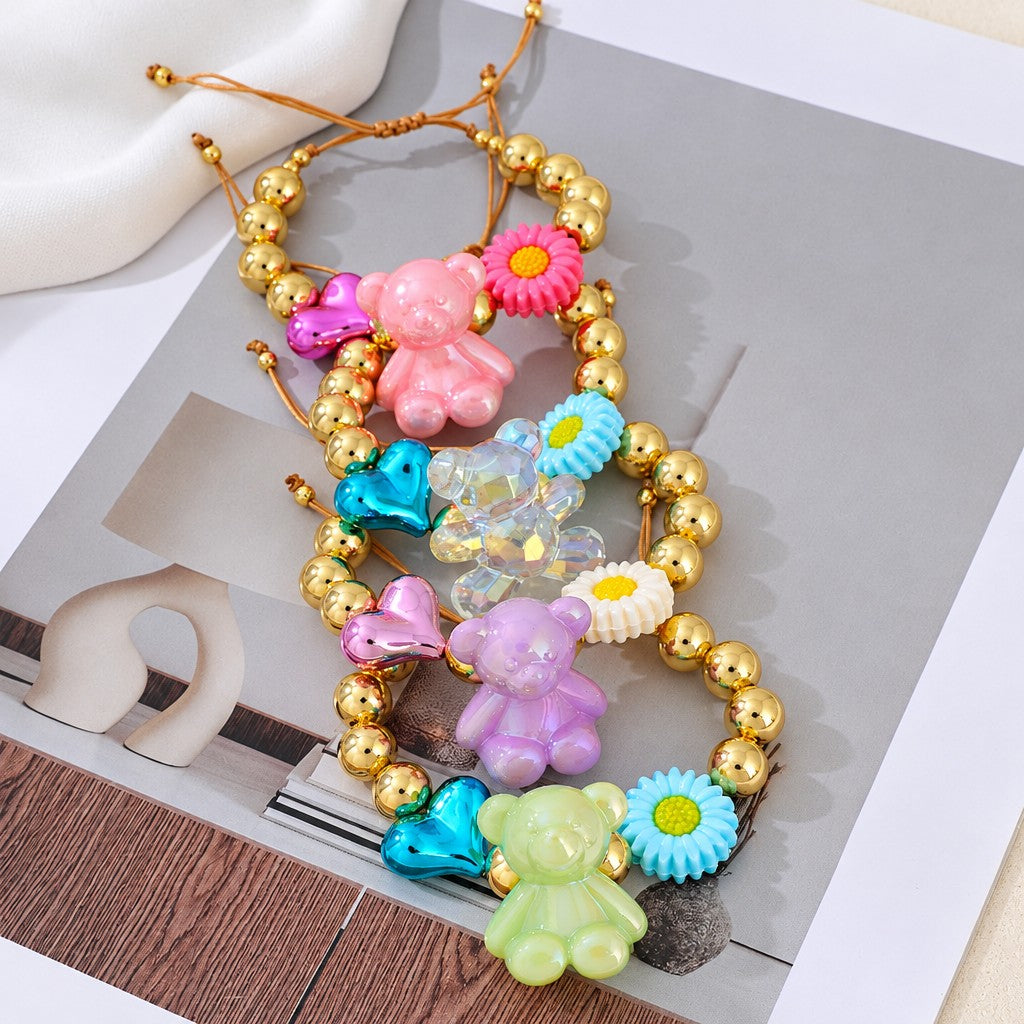 Cute Y2K Resin Bear Flower Bracelet