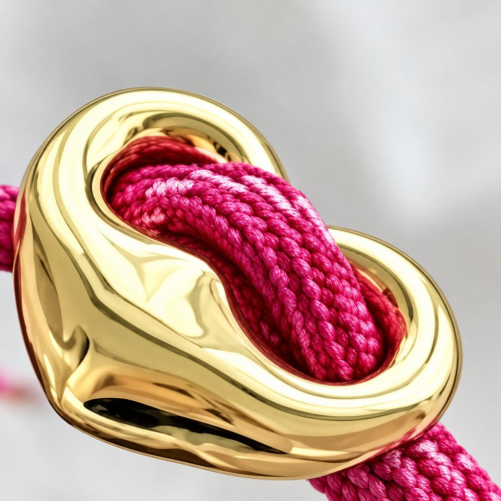 18k Boho Multi-Color Braided Heart Bracelet Set