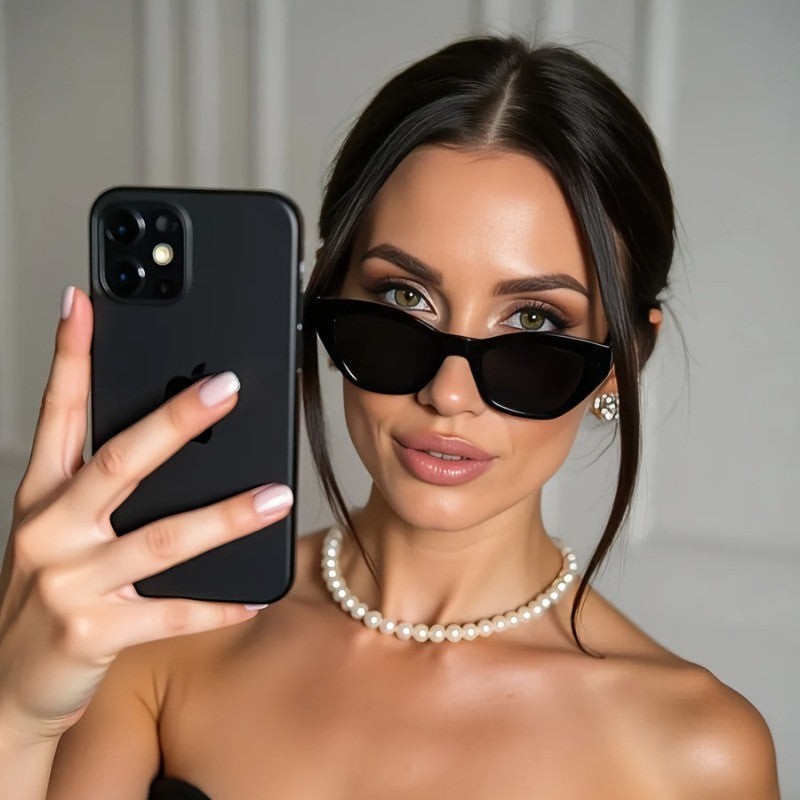 Classy Black Geometric Cat Eye Sunglasses
