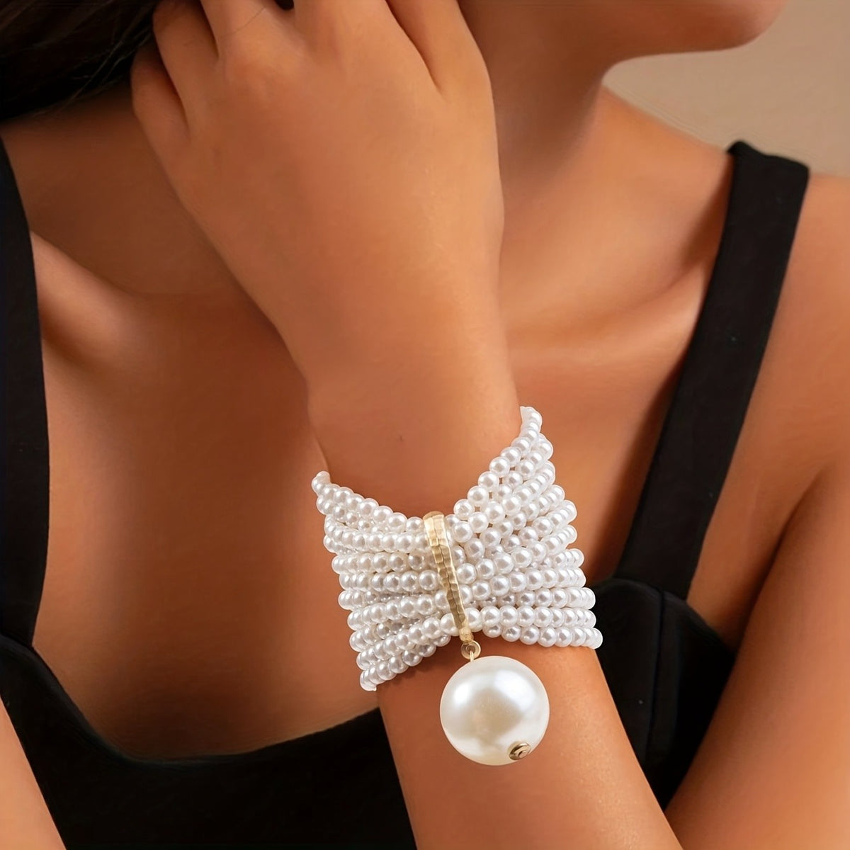Boho Layered Faux Pearl Wrap Bracelet
