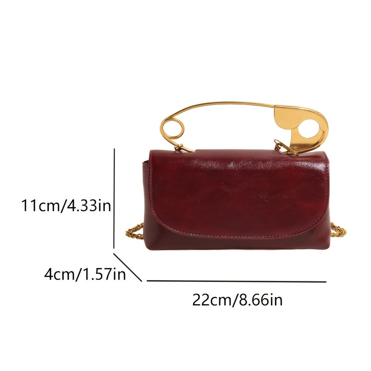 Chic Burgundy Safety Pin Crossbody Bag
