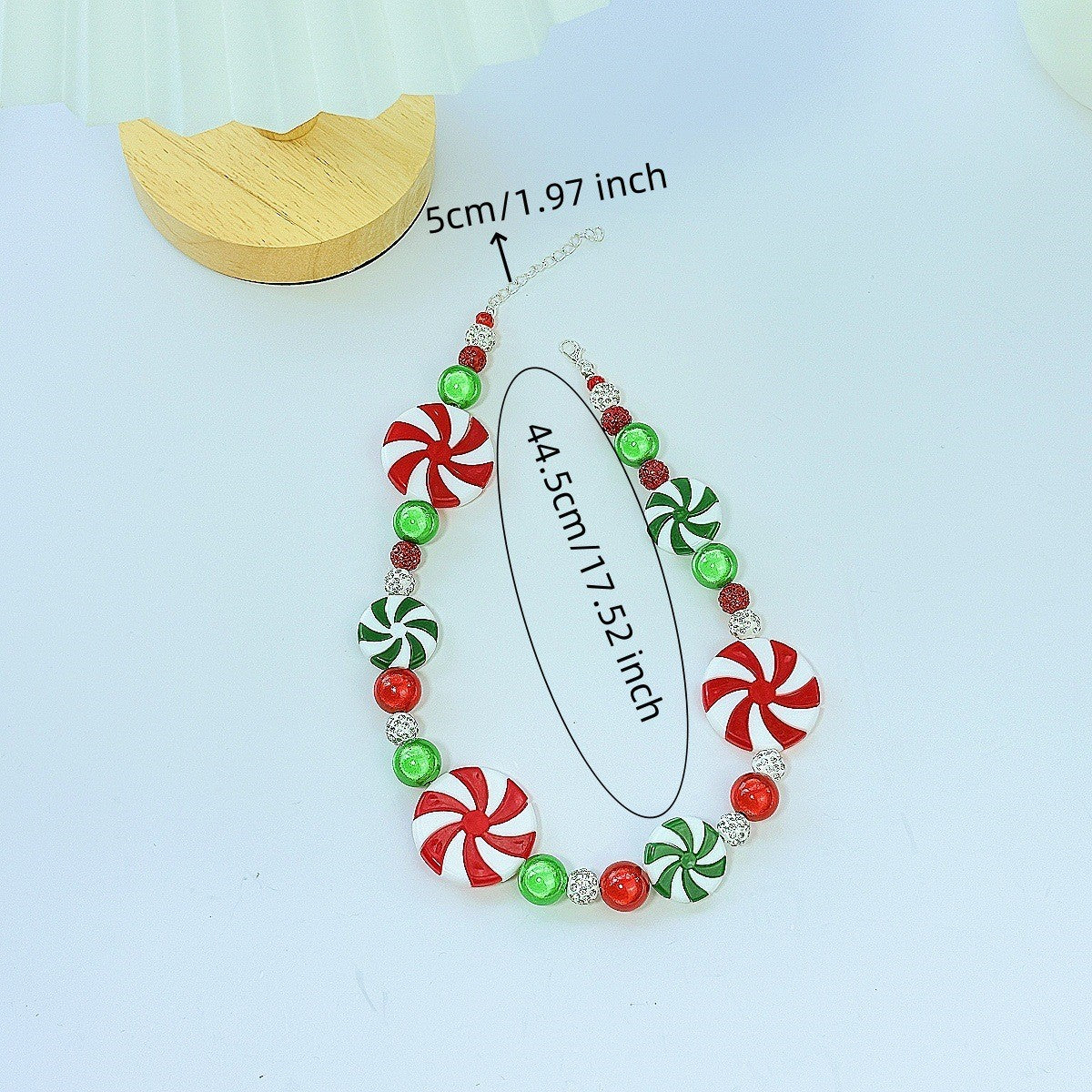 Festive Peppermint Swirl Resin Necklace
