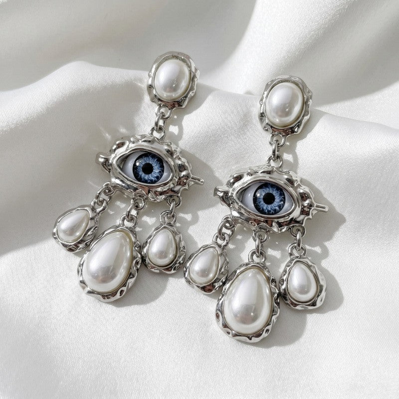 Vintage Evil Eye Shell Drop Earrings