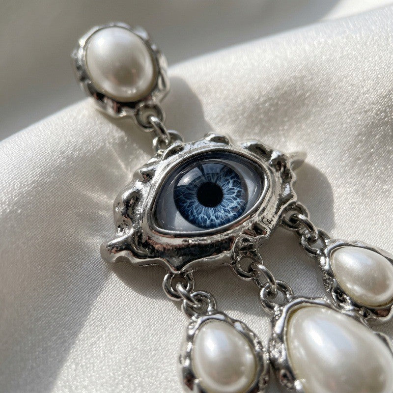 Vintage Evil Eye Shell Drop Earrings