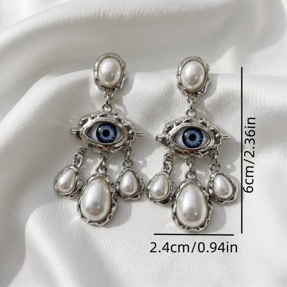 Vintage Evil Eye Shell Drop Earrings