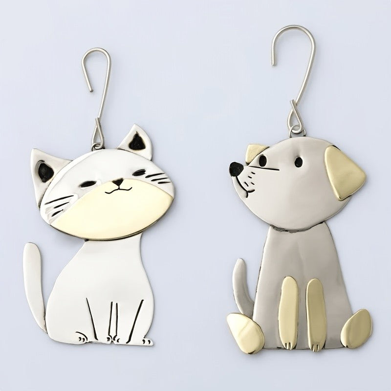 Cute Asymmetrical Cat And Dog Drop Earrings