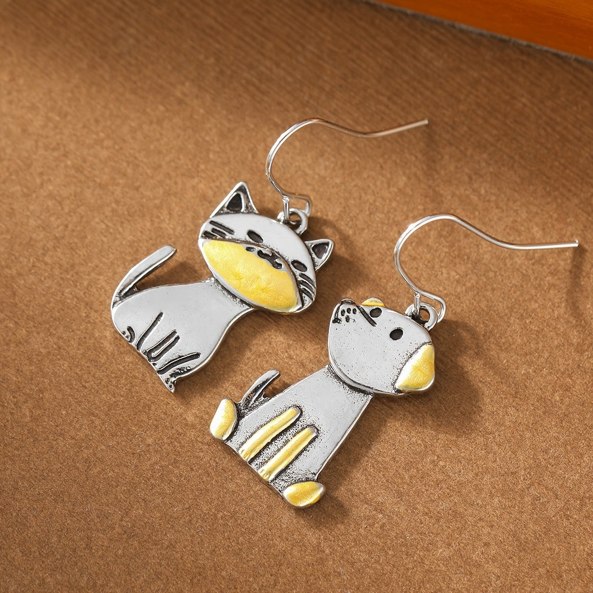 Cute Asymmetrical Cat And Dog Drop Earrings