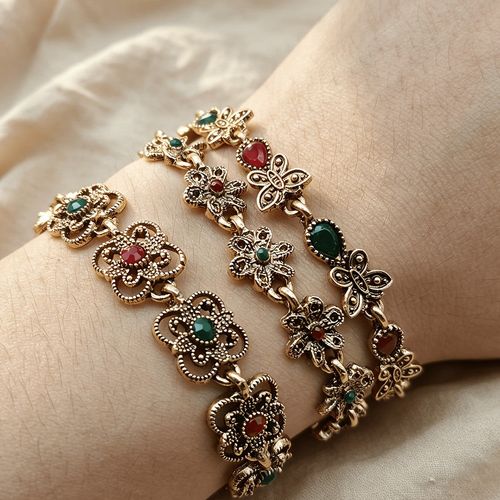 Vintage Boho Floral Bracelet Set