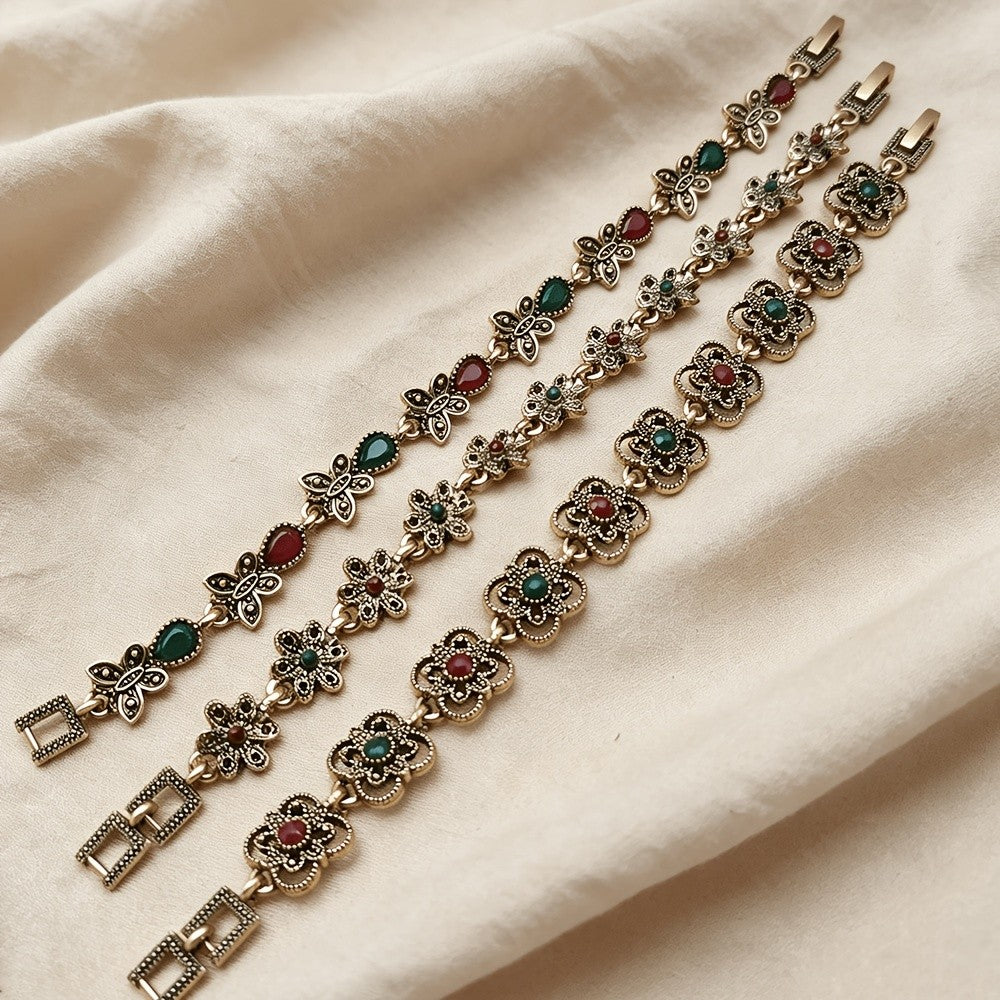 Vintage Boho Floral Bracelet Set