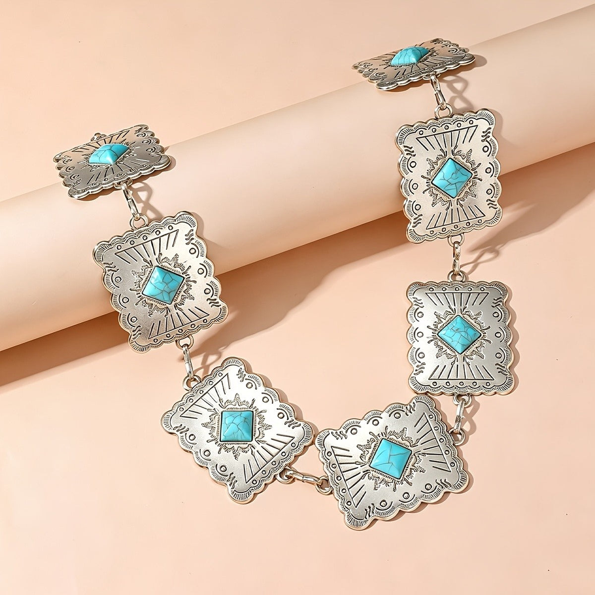 Boho Vintage Carved Turquoise Waist Chain