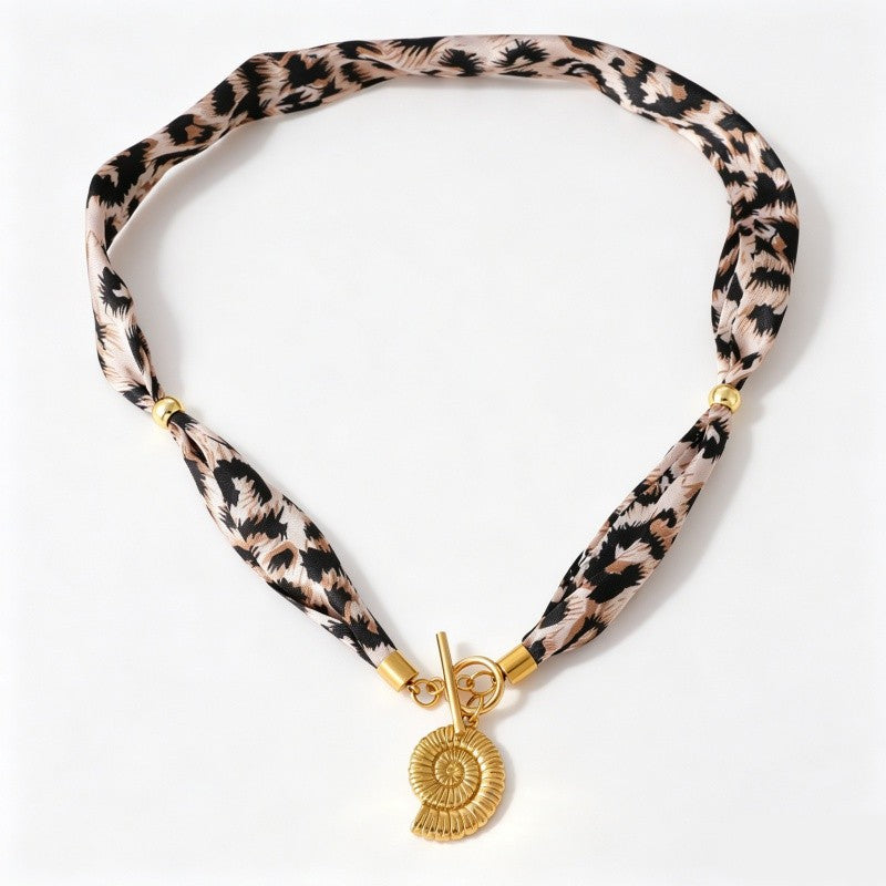 18k Boho Printed Fabric Sun OT Necklace