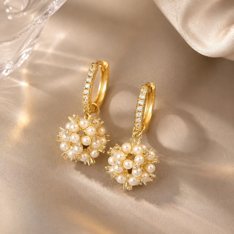 Romantic Pearl Cluster Drop Earrings